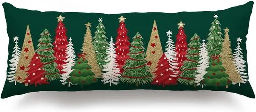Vista 12 de DFXSZ Fundas de almohada de Navidad 16x16 pulgadas Juego de 2 fundas de almohada de árbol de Navidad decorativas en rojo para sofá de invierno Rojo