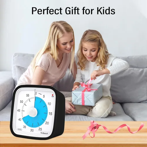 Vista 8 de Yunbaoit Temporizador Visual Negro Mejorado con Estuche Protector, Temporizador Silencioso de Cuenta Regresiva de 60 Minutos para Niños y Adultos