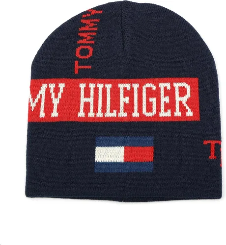 Vista 2 de Tommy Hilfiger Conjunto de gorro y guante reversible con logotipo para niños