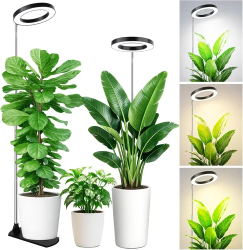 Vista 10 de LBW Luces de cultivo para plantas de interior, luz de espectro completo de 6.3 pulgadas con base, lámpara de cultivo ajustable de altura de 59