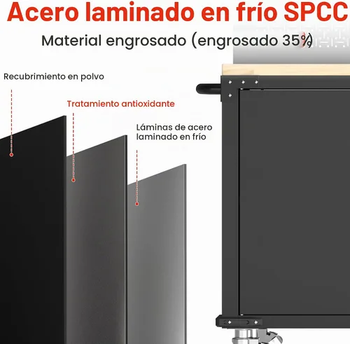 Vista 7 de WORKPRO Cofre de herramientas rodante de 52 x 20 pulgadas con tablero