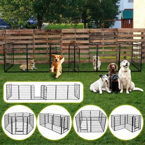 Vista 2 de ZENY Vallas para perros para el patio, campamento, corrales para perros al aire libre, corral para perros en interiores, 8 paneles para perros