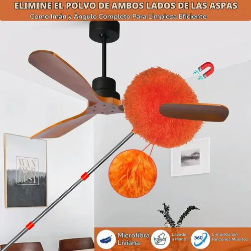 Vista 4 de Kit de herramientas de limpieza de alto alcance de 20 pies - Ventilador de techo de plumas de microfibra y plumero de telaraña con plumero