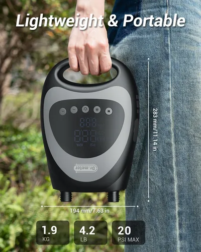 Vista 9 de Dr.meter Paddle Board Pump, Rechargeable Battery for 6 SUPs Inflation & Deflation, 20PSI High Pressure Portable Electric SUP Air Pump with LED Light