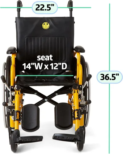 Vista 6 de Medline Silla de ruedas pediátrica para niños - Promueve la comodidad y la movilidad, asiento de 14 pulgadas de ancho x 12 pulgadas de profundidad