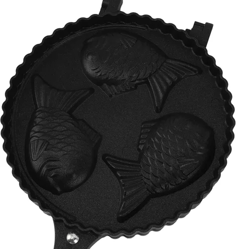 Vista 8 de Ciciglow Taiyaki - Molde para hacer panqueques en forma de pez, doble sartén, negro, 16.5 in x 7.7 in