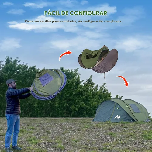 Vista 3 de AYAMAYA Waterproof 6 Person Easy Pop Up Tents for Camping with Vestibule