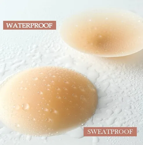 Vista 2 de Breathable Nipple Covers For Women Reusable Invisible Adhesive Silicone Nipple Pasties with Travel Box
