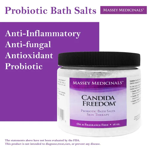 Vista 4 de Massey Medicinals CF Sea Salt Bath Soak: Pure Ocean Luxury para relajantes baños probióticos Candida Freedom Aloe Vera Ácido alfa lipoico