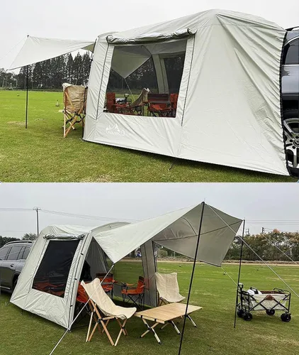 Vista 5 de Tienda de campaña versátil para automóvil, SUV, puerta trasera, tienda de campaña con mosquitera para acampar (15.9 x 7.9 x 6.4 pies)