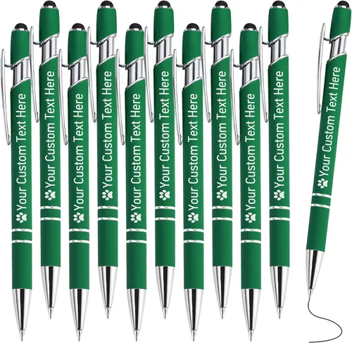 Vista 24 de STREADVE Bolígrafos personalizados personalizados con nombre grabado, logotipo, texto, bolígrafos de escritura suave, regalo personalizado para Negro