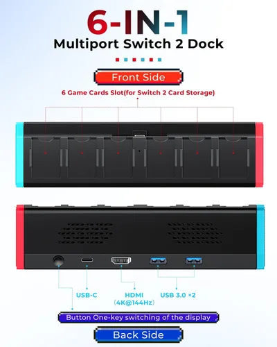 Vista 4 de Estación de acoplamiento Switch 2 para Nintendo Switch 2 Dock con HDMI 4K