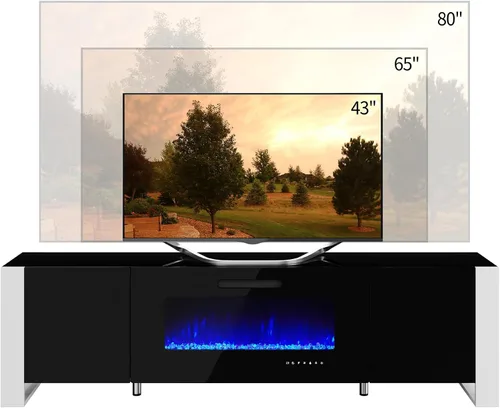 Vista 6 de VanAcc - Soporte moderno de TV con chimenea de 70 pulgadas con almacenamiento para televisores de hasta 80 pulgadas