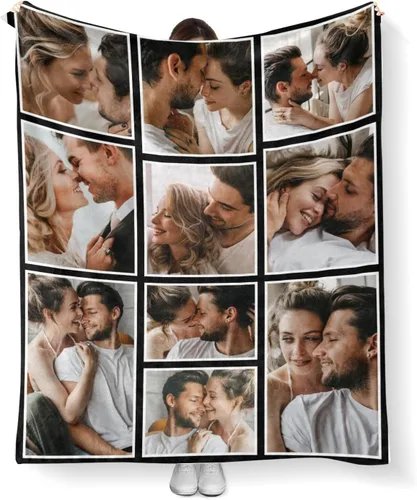Vista 17 de Mantas personalizadas con fotos, manta personalizada con imagen para familia, mamá, papá, parejas, bebé, manta de fotos personalizada con collage