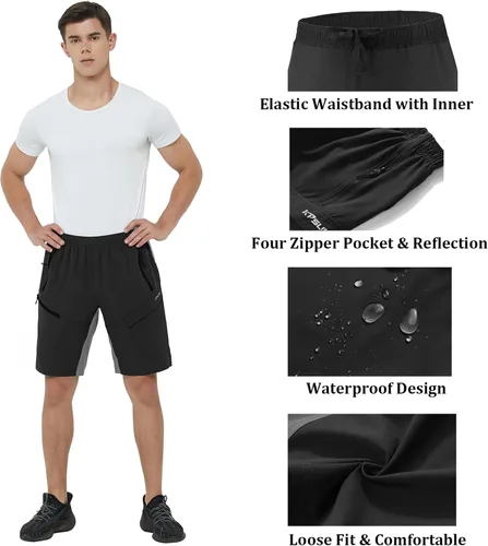 Vista 5 de Pantalones cortos de ciclismo de montaña para hombre, acolchados 3D, holgados, de secado rápido, ligeros, para ciclismo