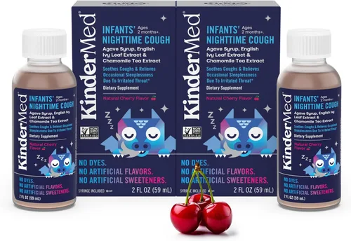 Vista 10 de KinderMed Paquete económico de día y noche para la tos para bebés, jarabe de agave orgánico y extracto de hoja de hiedra inglesa, sin colorantes