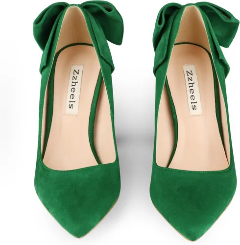 Vista 2 de Zzheels Zapatos de boda para mujer de 3.74 pulgadas, con punta puntiaguda, tacón triangular