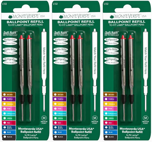 Vista 22 de Monteverde USA Soft - Recambios de bolígrafo para adaptarse a bolígrafos Lamy, tinta negra, punta media, escritura suave y confiable, paquete de 2
