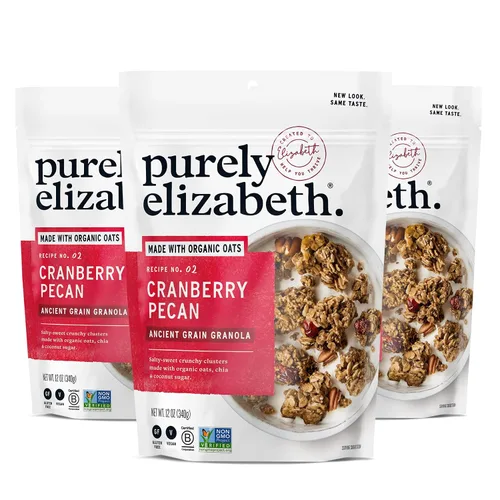 Vista 9 de Purely Elizabeth, Berry Crisp, granola de grano antiguo con vitamina D, sin gluten (bolsa de 8 onzas)