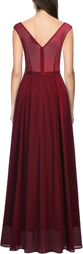 Vista 2 de Miusol Vestido largo formal de fiesta de noche con cuello en V profundo para mujer
