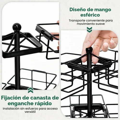 Vista 4 de EsLuker.ly Organizador de bolsas de té para mostrador, 3 niveles de metal Negro