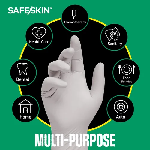 Vista 4 de SAFESKIN Nitrile Exam Gloves Disposable - 3.5 Mil, Gray, Powder Free Gloves for Medical, Dental, Cleaning, Cooking