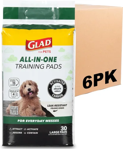 Vista 14 de Glad Almohadillas para cachorros de carbón negro para mascotas, almohadillas desechables súper absorbentes para orina de perro, almohadillas