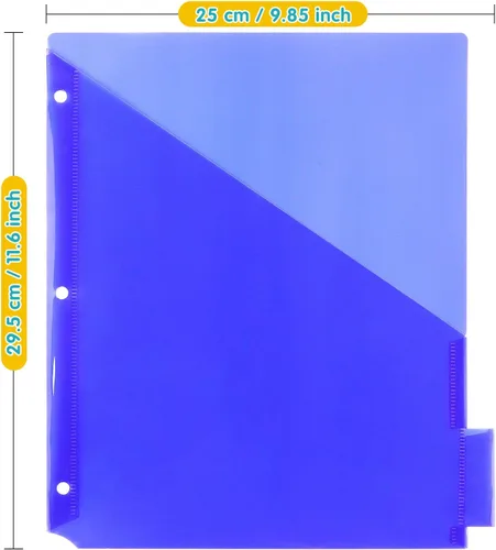 Vista 3 de Separadores de plástico para carpetas con un bolsillo frontal y divisor de carpetas de pestañas para carpeta de 3 anillas, multicolor, paquete de 10