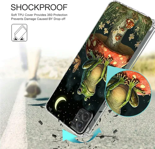Vista 3 de Funda transparente para Motorola Moto G Power 5G 2023 con patrón de rana de hongos para mujeres y hombres de doble capa híbrida de TPU suave TPU
