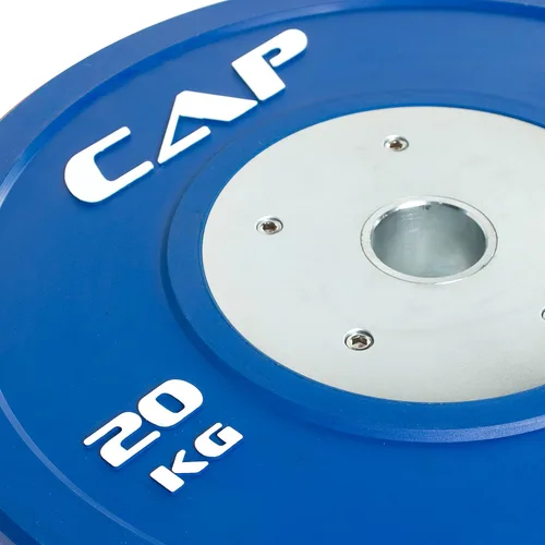 Vista 2 de CAP Barbell - Disco de goma de competición olímpica, con centro de acero (individual), compatible con barras de 5.08 cm.