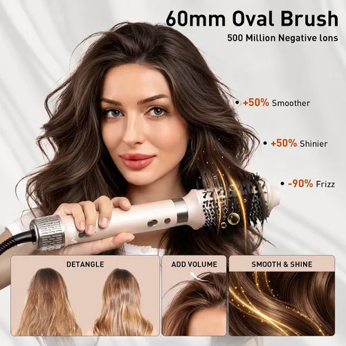 Vista 3 de Mythsight StyleVibe - Moldeador de aire 6 en 1 con difusor de pelo, rizadores automáticos (L/R), secador de pelo y cepillo alisador con estuche