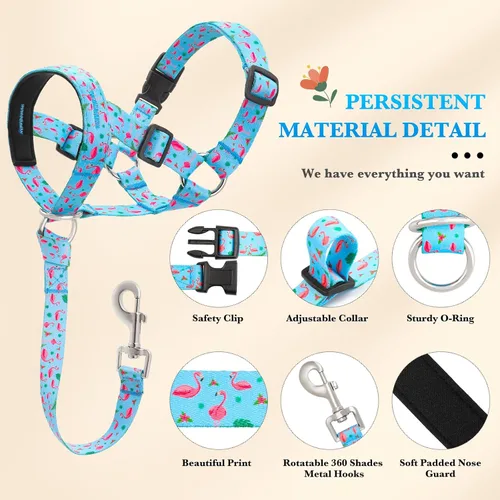 Vista 2 de Collar sin tirones para la cabeza de perro, cuello halter ajustable para perros agresivos, acolchado antitirones, bozal de plomo suave