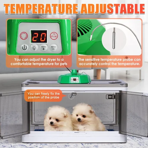 Vista 6 de Secador automático para gatos de 115 litros, caja secadora automática para gatos y perros pequeños, caja de secado de pelo plegable grande, secadora