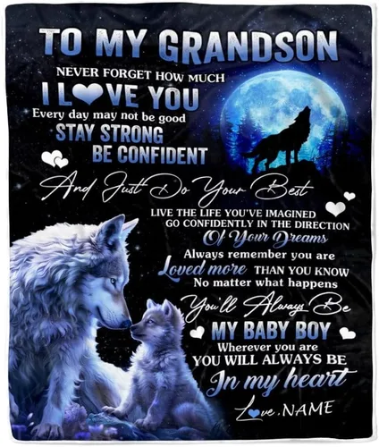 Vista 31 de Manta personalizada con texto en inglés «To My Grandson from Grandma Grandpa You Will Never Lose Lion Nison», manta de forro polar personalizada