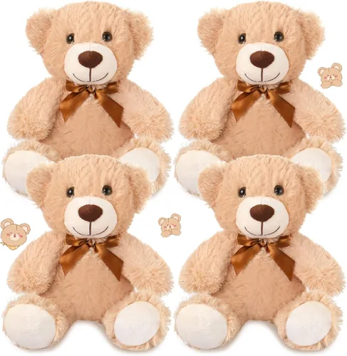 Vista 9 de Civaner Paquete de 4 osos de peluche de 14 pulgadas, lindos osos suaves, regalos a granel para mujeres, mejores amigas y novias (azul)