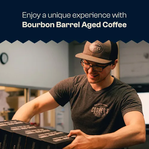 Vista 6 de Café envejecido en barril de whisky bourbon – tostado medio oscuro – Grano entero, granos colombianos envejecidos en barriles de whisky bourbon