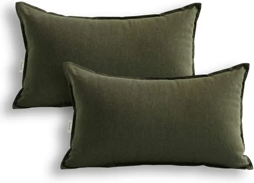 Vista 157 de Jeanerlor Funda de almohada decorativa de lino y algodón sólido de 18 x 18 pulgadas con cremallera, funda de cojín europea, funda de almohada