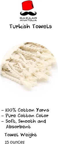Vista 4 de Toalla de baño turca, 100% algodón, 71 x 39 pulgadas, beige arpa
