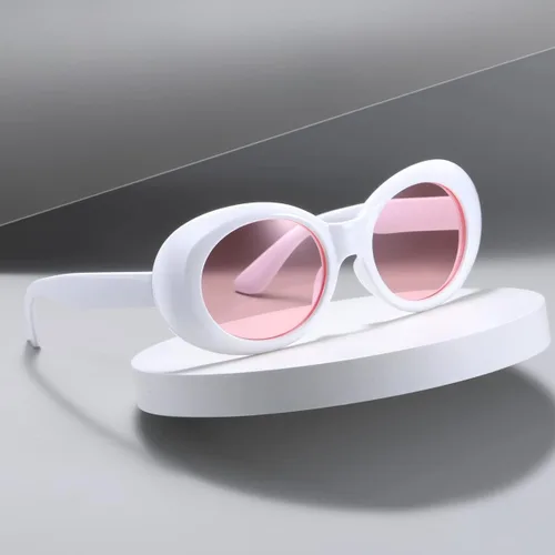Vista 5 de aisswzber Clout Goggles ovaladas Mod Retro Vintage Gafas de sol Kurt Cobain Round Sun Glaases