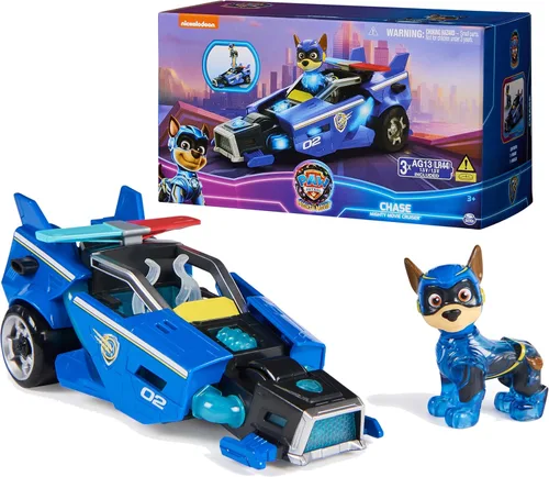 Vista 13 de Paw Patrol: The Mighty Movie, Cuartel General Portaaviones, con Figura de Acción de Chase y Mighty Pups Cruiser, Juguetes para Niños y Niñas de 3+