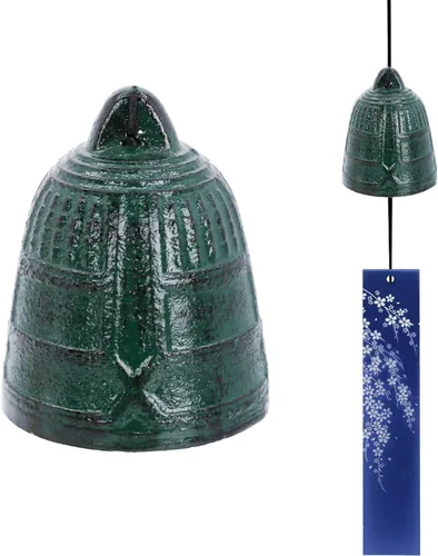 Vista 3 de Carillón de viento japonés de hierro fundido para exteriores, adorno para jardín, patio y balcón, decoración de campana de viento de metal colgante