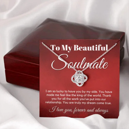 Vista 7 de to My Soulmate Love Knot Necklace - My Lovely Wife, Gifts for Girlfriend, Romantic Gifts for Her from Husband to Wife, Valentine's Day, for Wife WFF