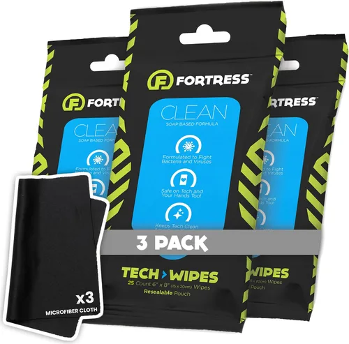 Vista 15 de Fortress Toallitas electrónicas (25 unidades, paquete de 3) toallitas para llevar para pantallas, teléfonos, teclados, monitores de TV, pantallas