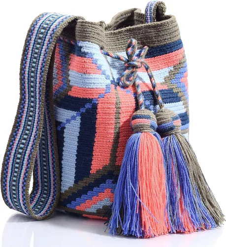 Vista 7 de WYOU Designer Collection Wayuu Hand-Woven Macrame Purse, Raffia Handbag, Classy Summer Crossbody Bags for Women, Medium Diseño 136