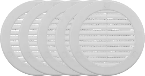 Vista 36 de Vent Systems Cubierta de ventilación blanca Soffit de 4 pulgadas (dimensiones de apertura), rejilla de ventilación redonda de plástico, pantalla