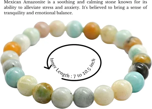Vista 307 de Amazing Gemstone Crystal Bracelet for Women Men's Gifts - Protection Healing Crystal Bracelet - 8mm Gemstone Beaded Stretchable Bracelet Pulseras