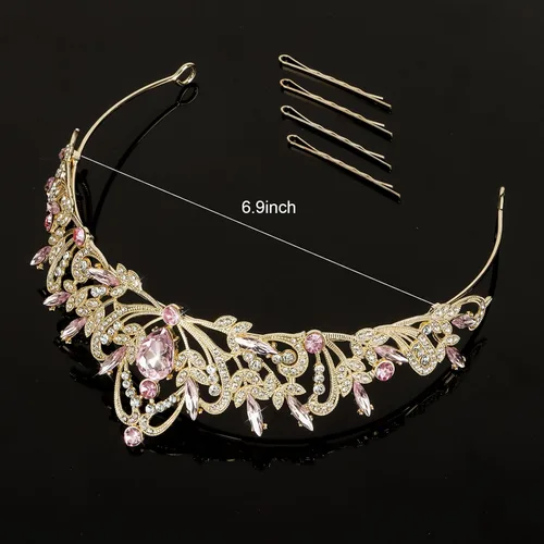 Vista 7 de Coronas para mujer Tiara para niñas Corona de princesa, 1 unidad (paquete de 1), Metal