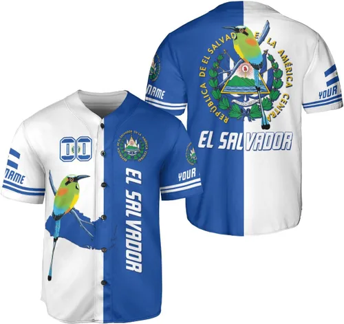 Vista 16 de Camiseta de béisbol de El Salvador personalizada,Camiseta personalizada con la bandera salvadoreña,Orgulloso Jersey Salvadoreña,Jersey del orgullo