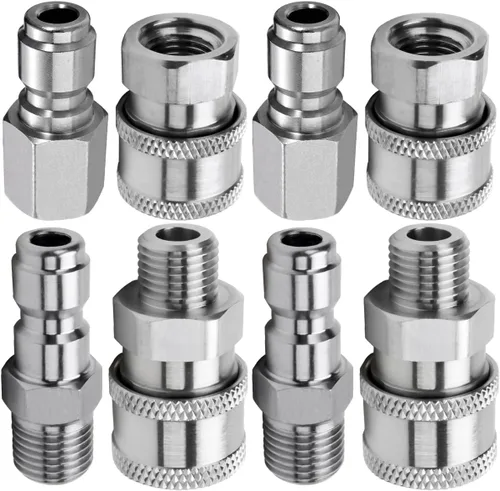 Vista 4 de Beduan Adaptador de Conector Rápido de Lavadora a Presión de Acero Inoxidable de 1/4" NPT Hembra con Enchufe QC, 5000 PSI
