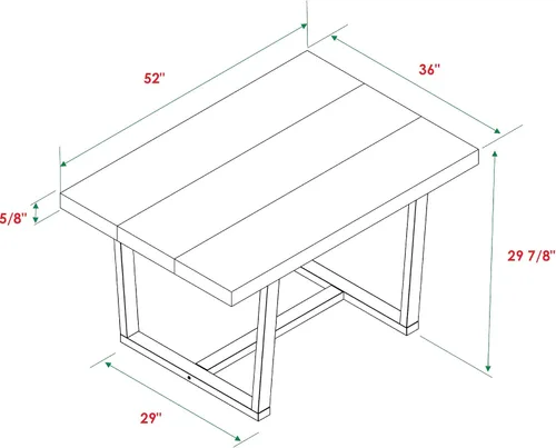 Vista 9 de Walker Edison mesa de comedor rectangular para 6 personas, de madera desgastada, de estilo moderno y campestre, 52 pulgadas, roble rústico